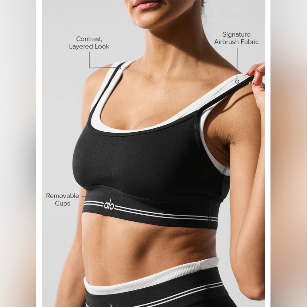 Alo FIRE! NWT! Airbrush Better Together Bra in Black/White. Sz XXS. R2S!! - Picture 2 of 13